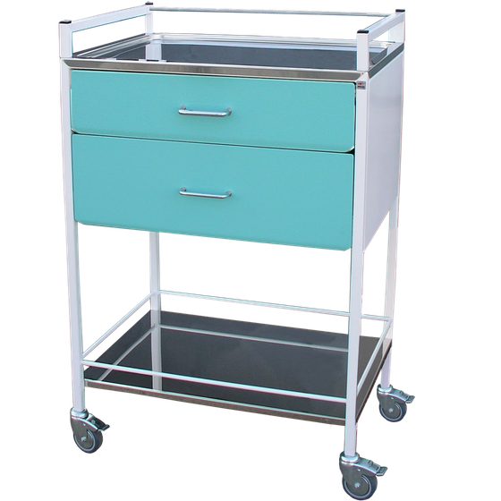 SNLZ-2-640BO Instrument Table with Two Drawers and Guard Rail