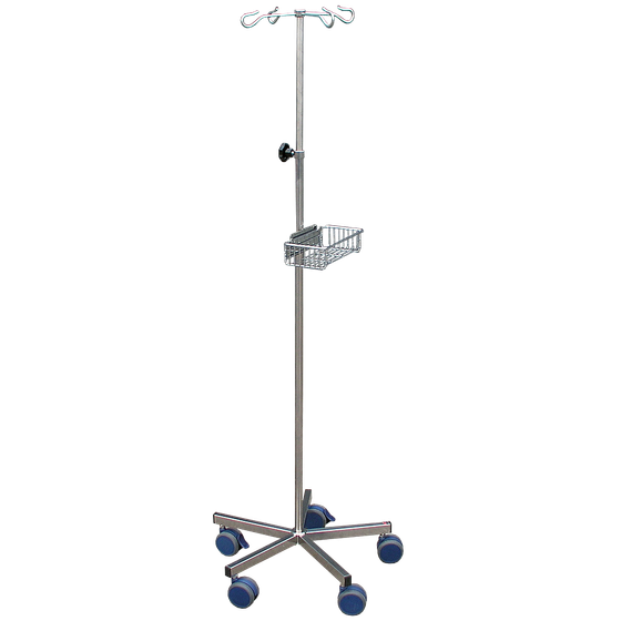 ISN-5K Stainless Steel IV Stand with Instrument Basket