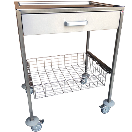 SNNZ-640K Stainless Steel Instrument Table with Drawer and Basket