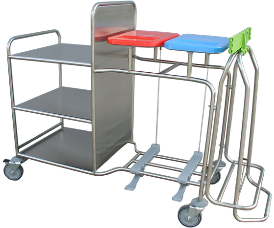 Stainless Steel Trolley for Soiled Laundry and Waste